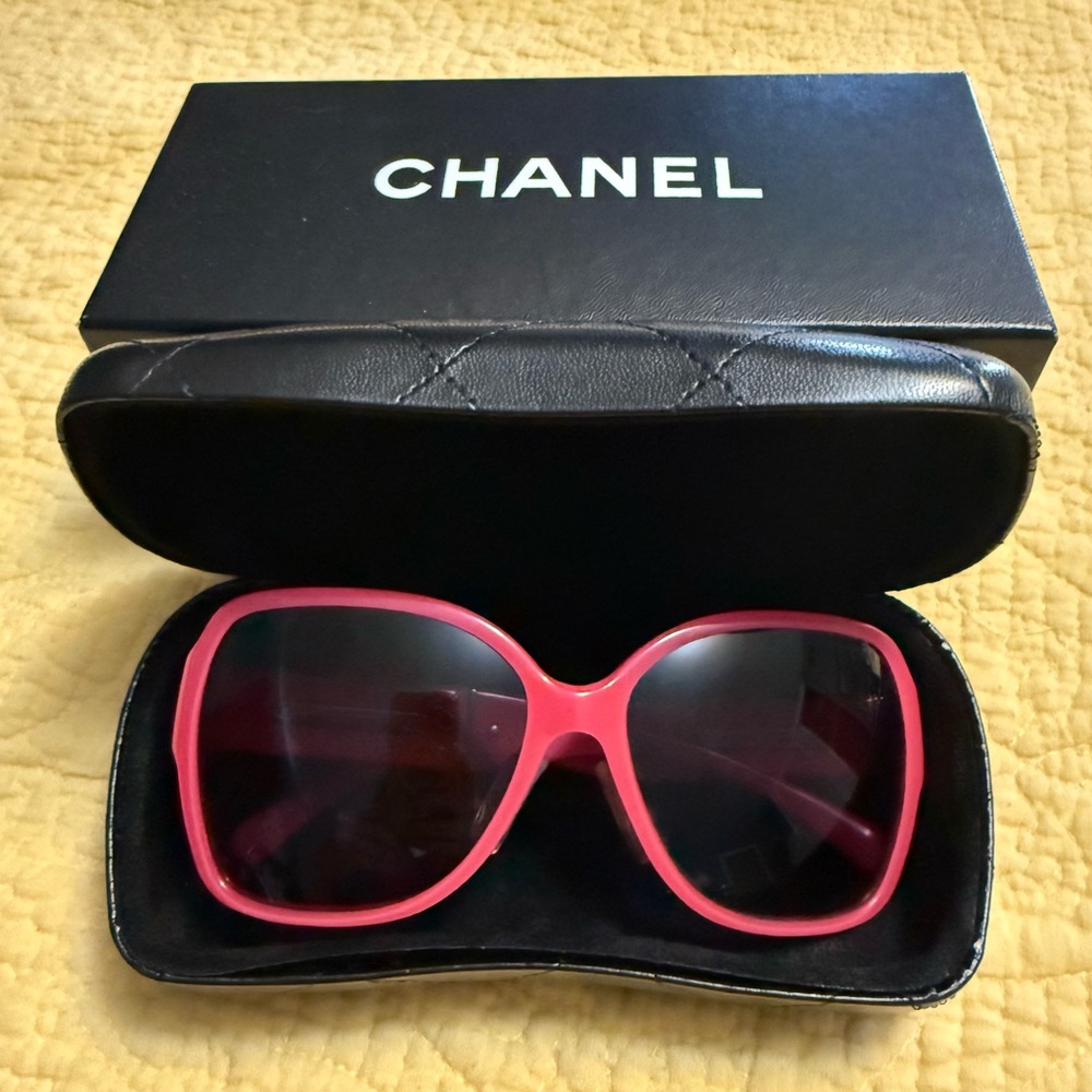 Chanel Pink Oversized Sunglasses with UV Protection